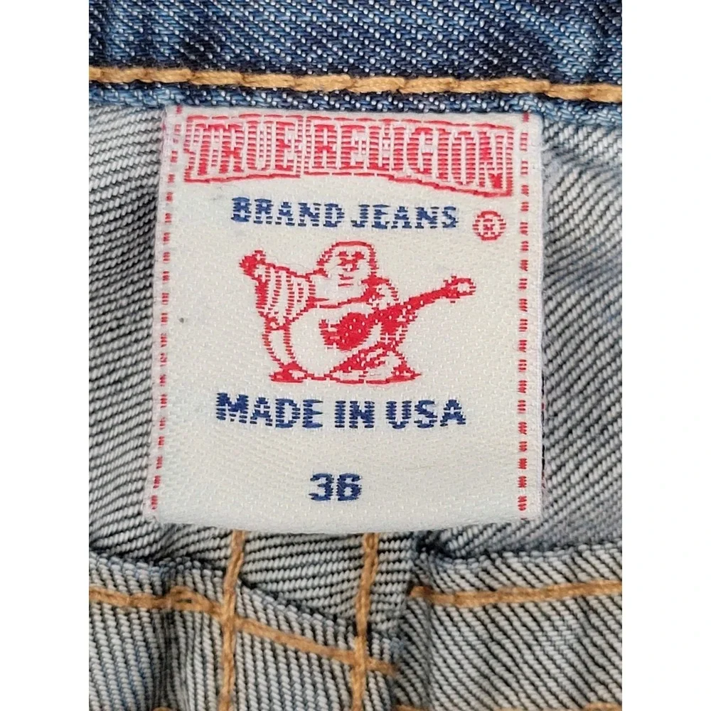 True Religion Billy Super T Jeans Men's 36 Blue Distressed Made USA Bootcut Y2K